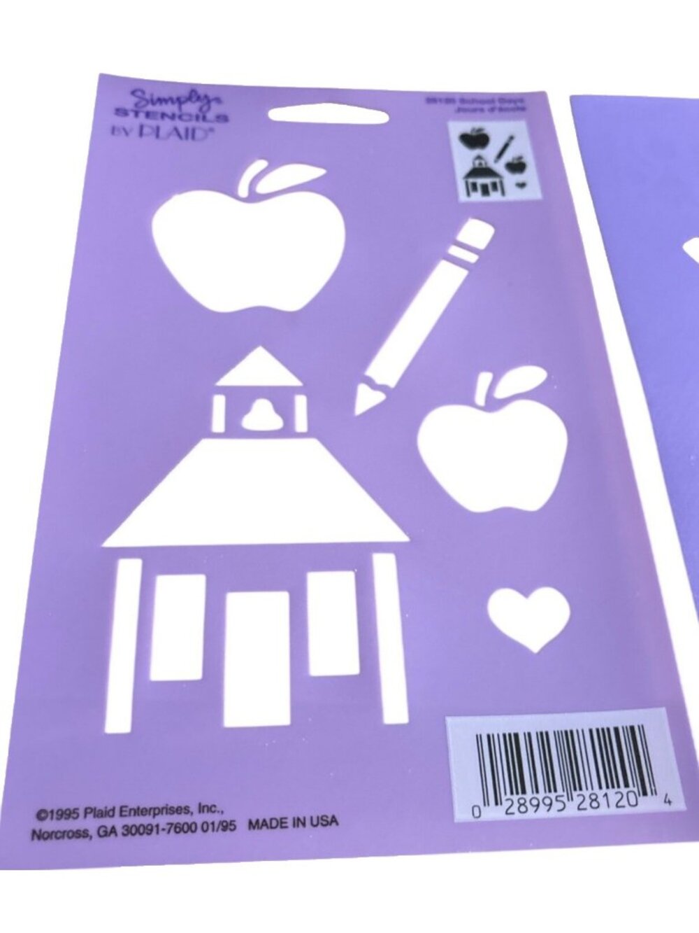 Vintage School-Themed Plastic Simply Stencils By Plaid Purple Durable Crafting
